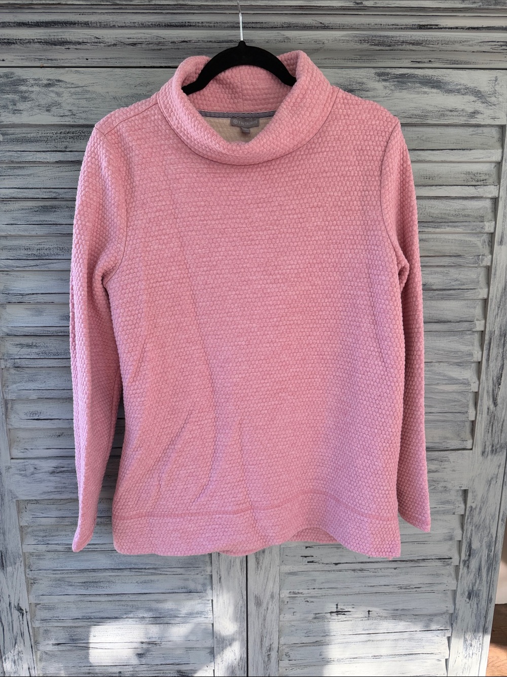 T by Talbots Pink Cowlneck Textured Sweatshirt Size L